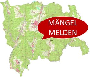 Bild einer Karte der Stadt Oberzent mit dem Text: Mängelmelder