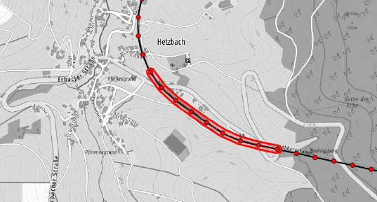 Grafik mit Markierung der Gleiserneuerungen auf der Krähbergtunnel-Strecke
