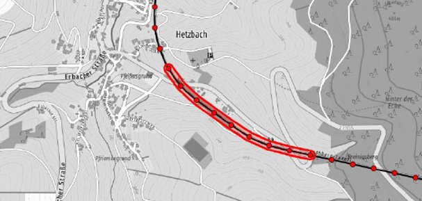Grafik Gleiserneuerungen auf der Krähbergtunnel-Strecke Grafik mit Markierung der Gleiserneuerungen auf der Krähbergtunnel-Strecke