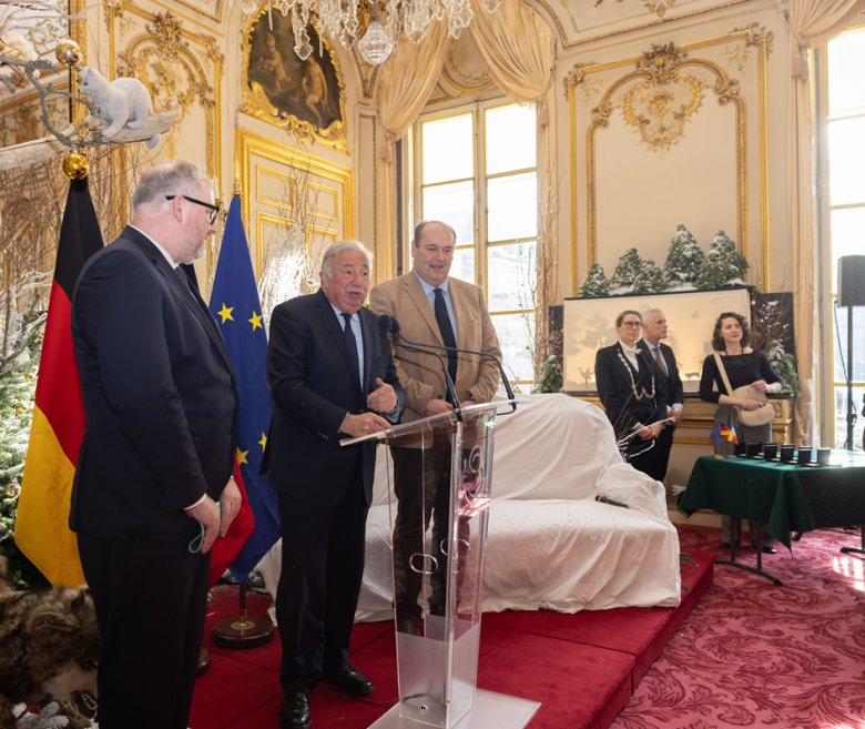 Ronan Le Gleut, Vorsitzender der Freundschaftsgruppe bei der Ansprache des Senatspräsidenten Gérard Larcher