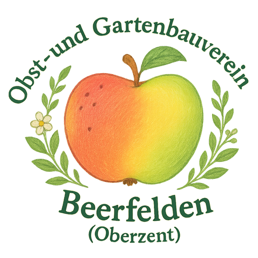 Stilisierter Apfel mit laub und Schriftzug