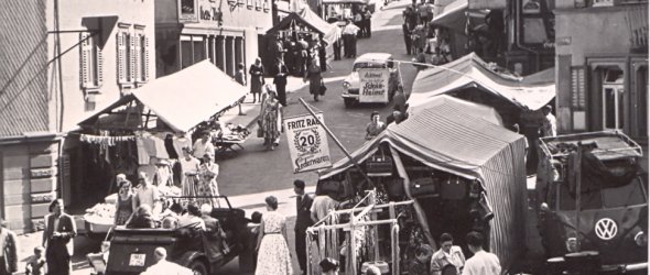 historischer Marktbetrieb in Beerfelder Innenstadt